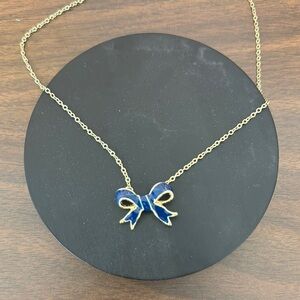 Elegant Blue Bow Necklace